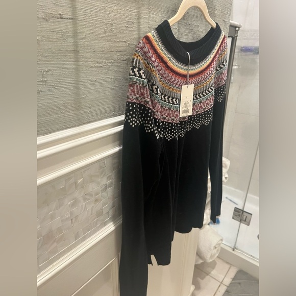NWT new A New Day fair isle sweater large Black with rainbow Multicolor collar - Picture 8 of 12